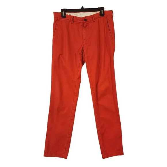 Club Monaco Chino Pant Men's 30/32 Orange & Red Connor Modern Slim Fit - Picture 1 of 6